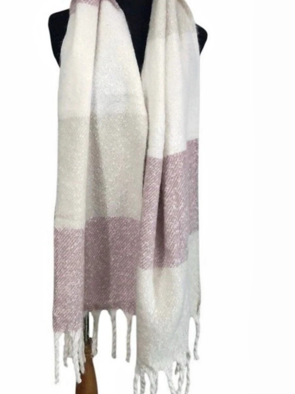 Gentle Fawn Colorblock Striped Scarf Pink & White NWT